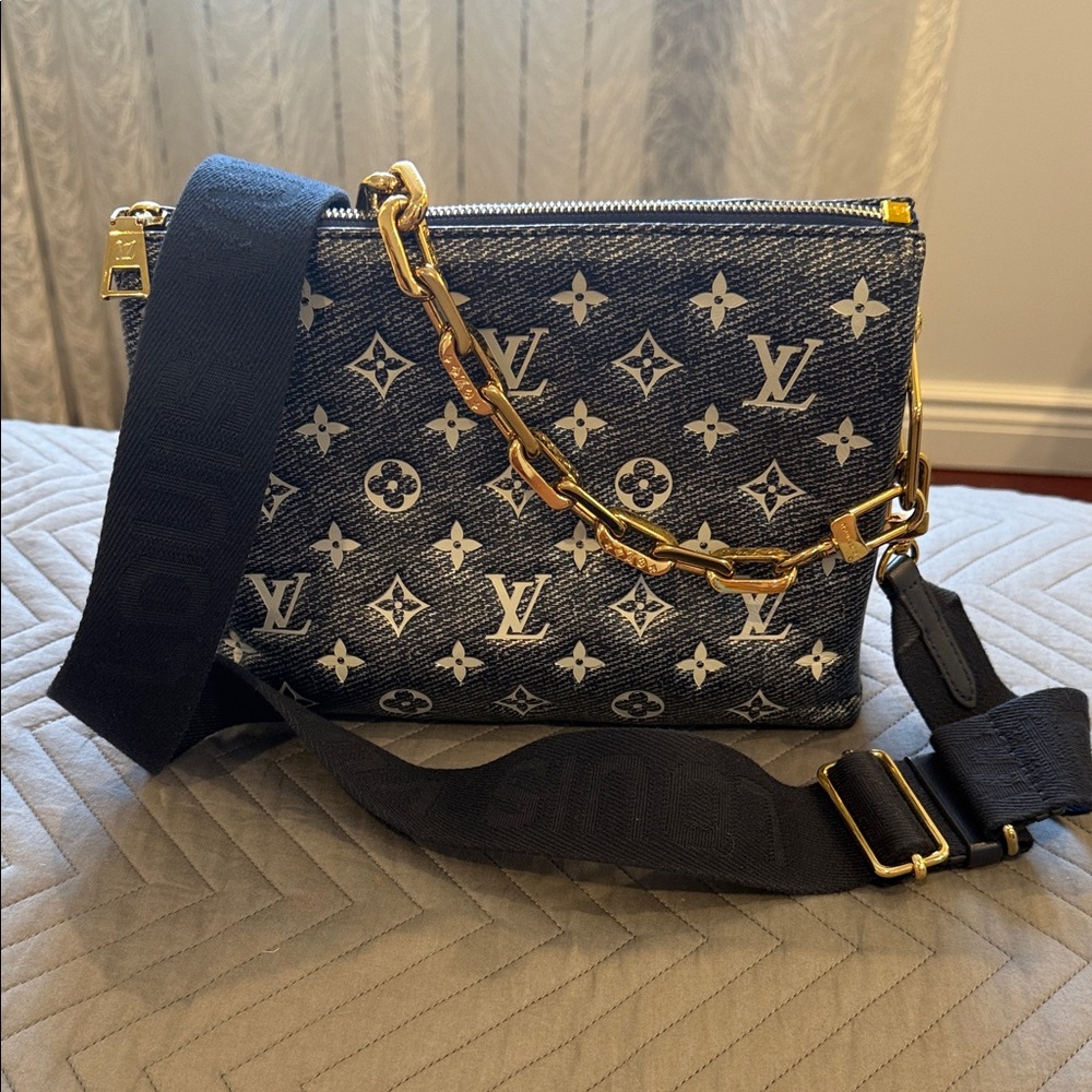 Louis Vuitton Navy and Gold Monogram Coussin PM Shoulder Strap/Crossbody Bag